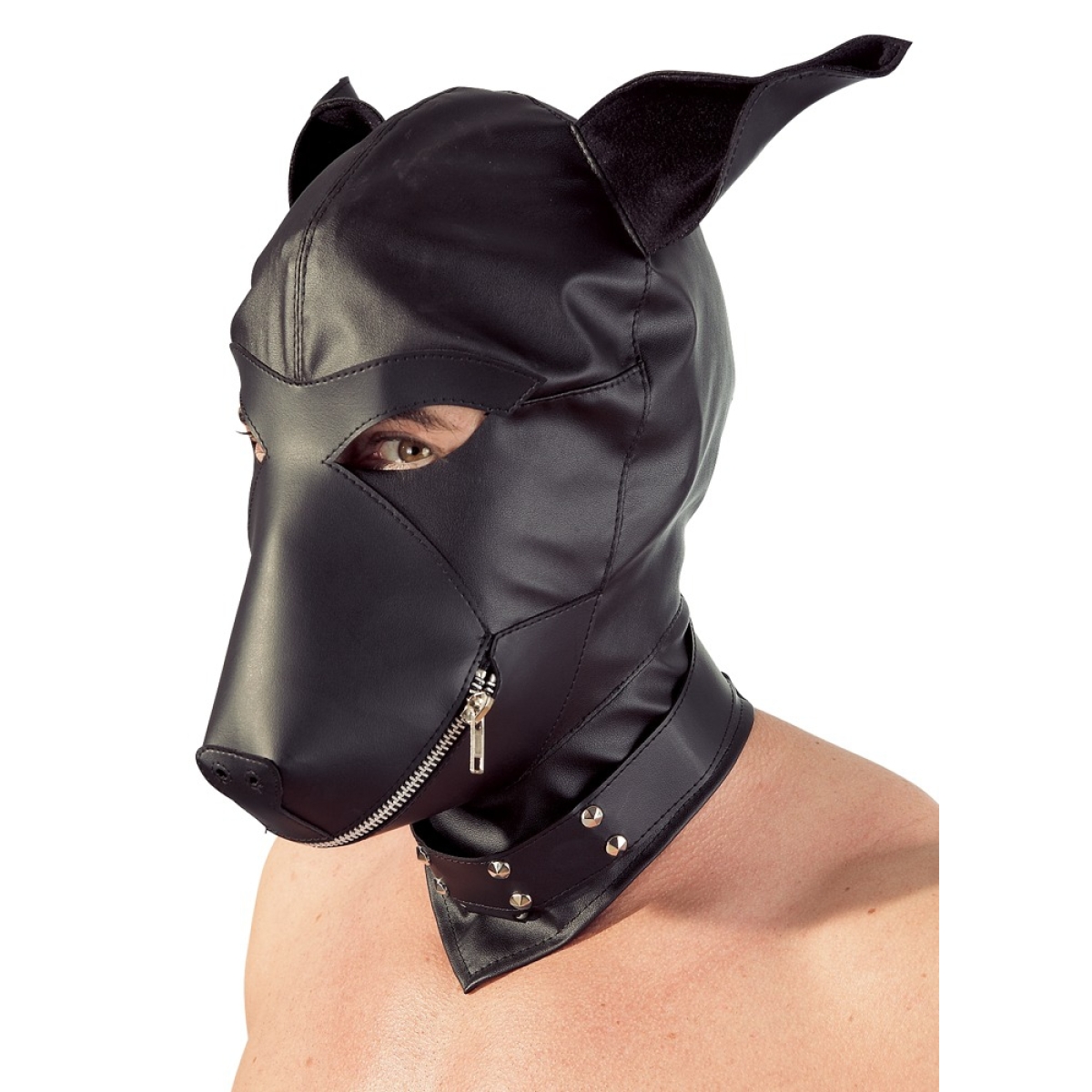 cagoule dog fetish simili noir 1