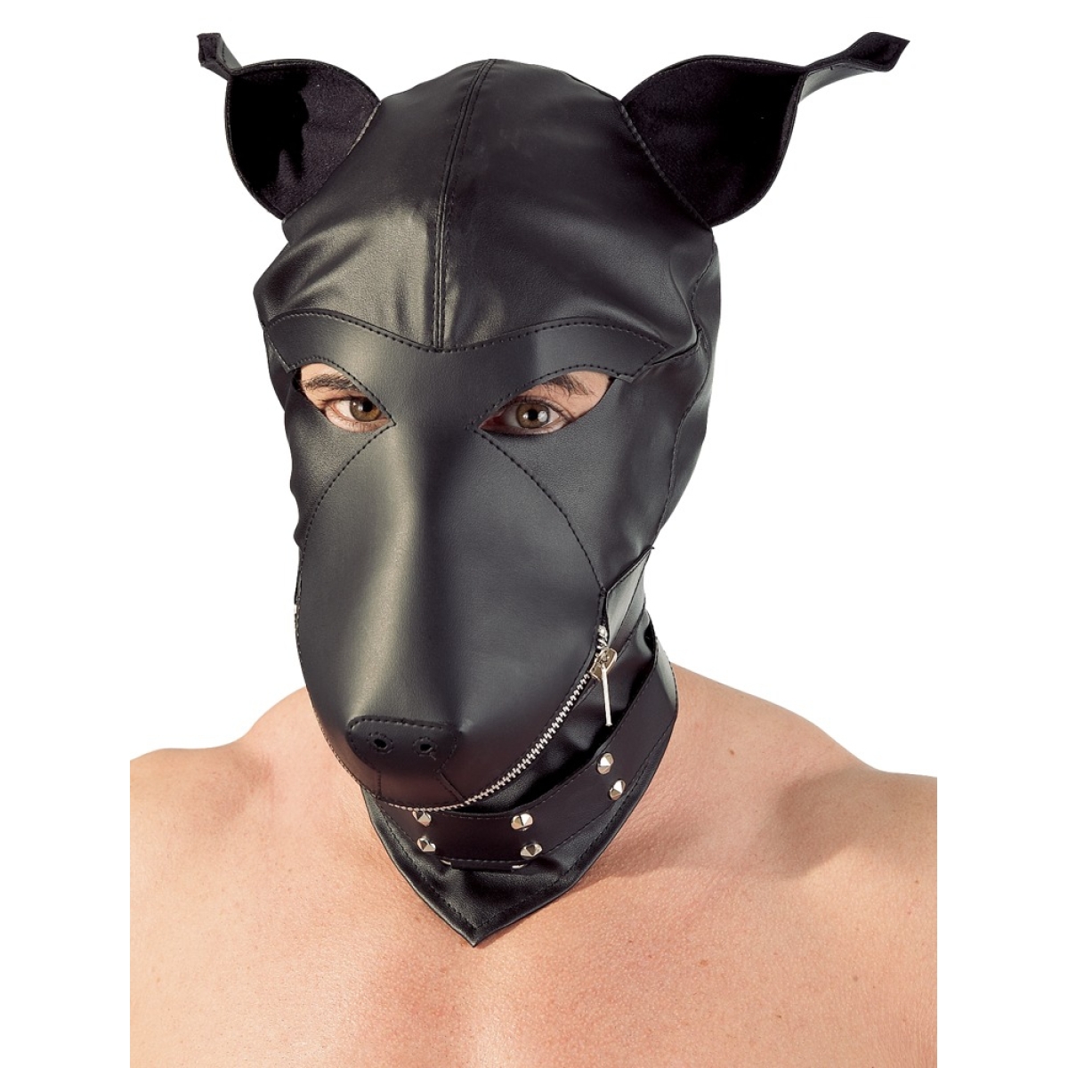 cagoule dog fetish simili noir