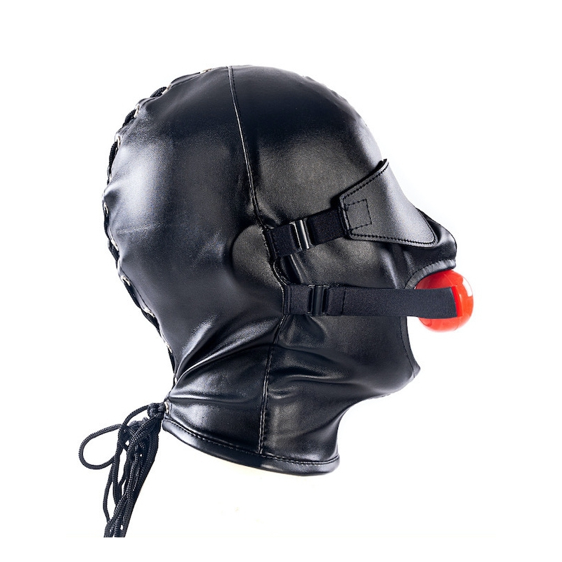 cagoule sm avec baillon et masque subfull noire 2