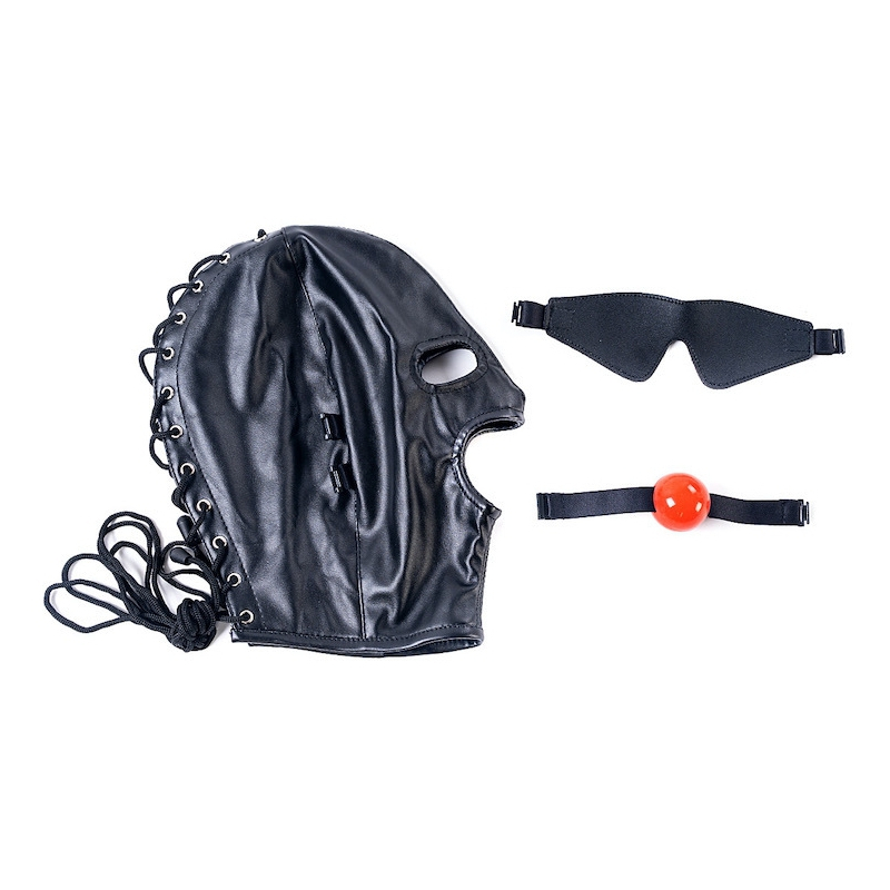 cagoule sm avec baillon et masque subfull noire 5