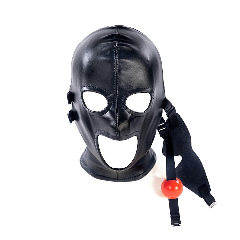 cagoule sm avec baillon et masque subfull noire 6