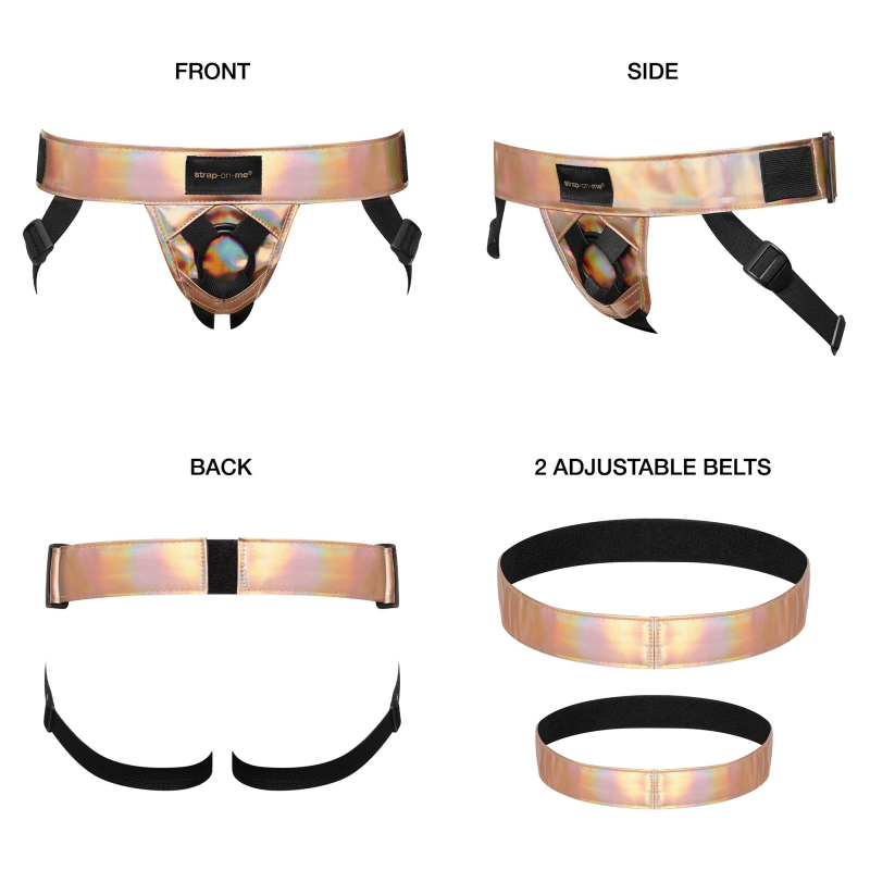 ceinture harnais pour gode strap on me rose dore 3