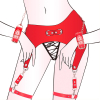 ceinture porte jarretelles et menottes rouge 3