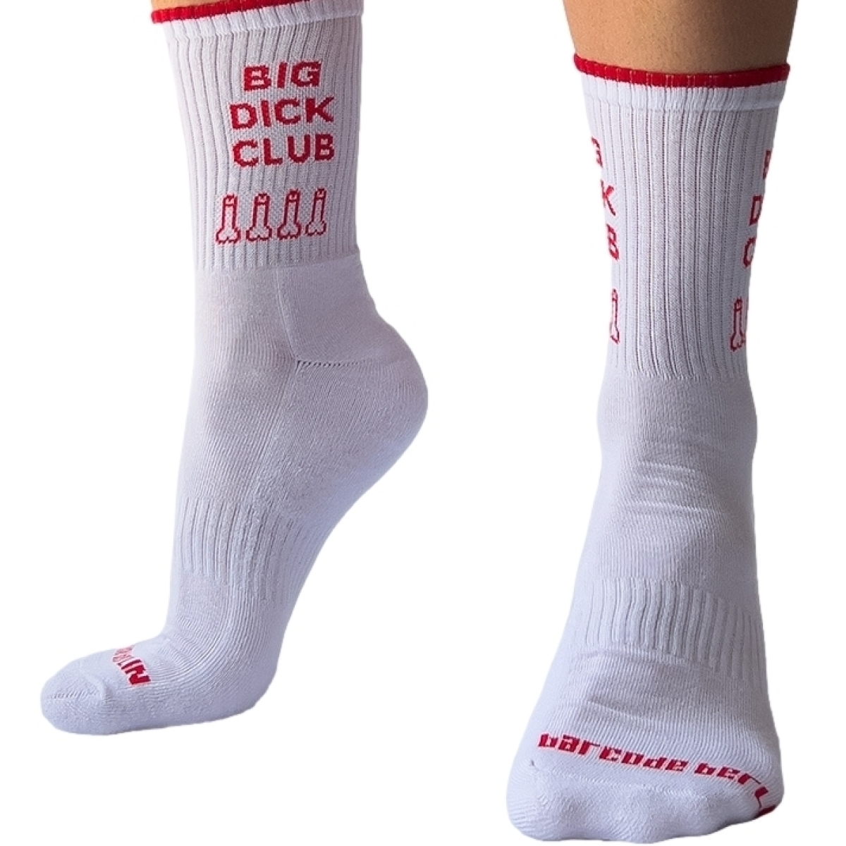 chaussettes blanches big dick club lisere rouge