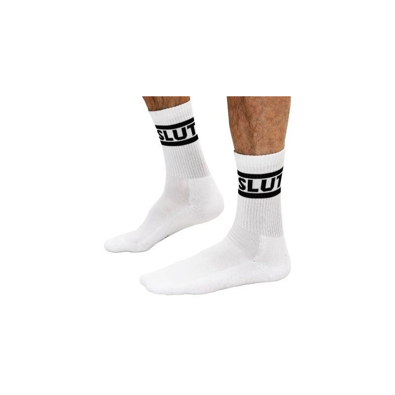 chaussettes blanches slut crew socks