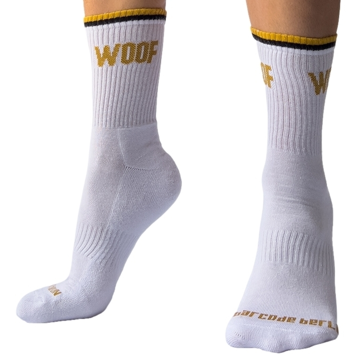 chaussettes blanches woof barcode