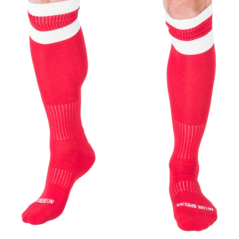 chaussettes football socks rouge blanc