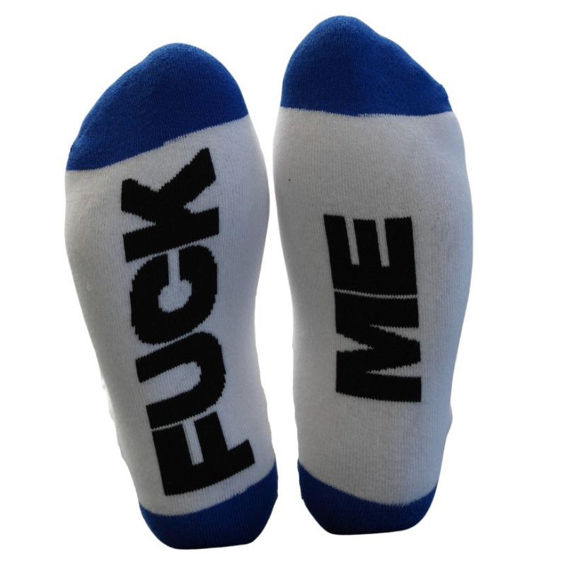 chaussettes fuck me blanc bleu 1