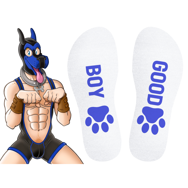 chaussettes good boy blanc bleu 2
