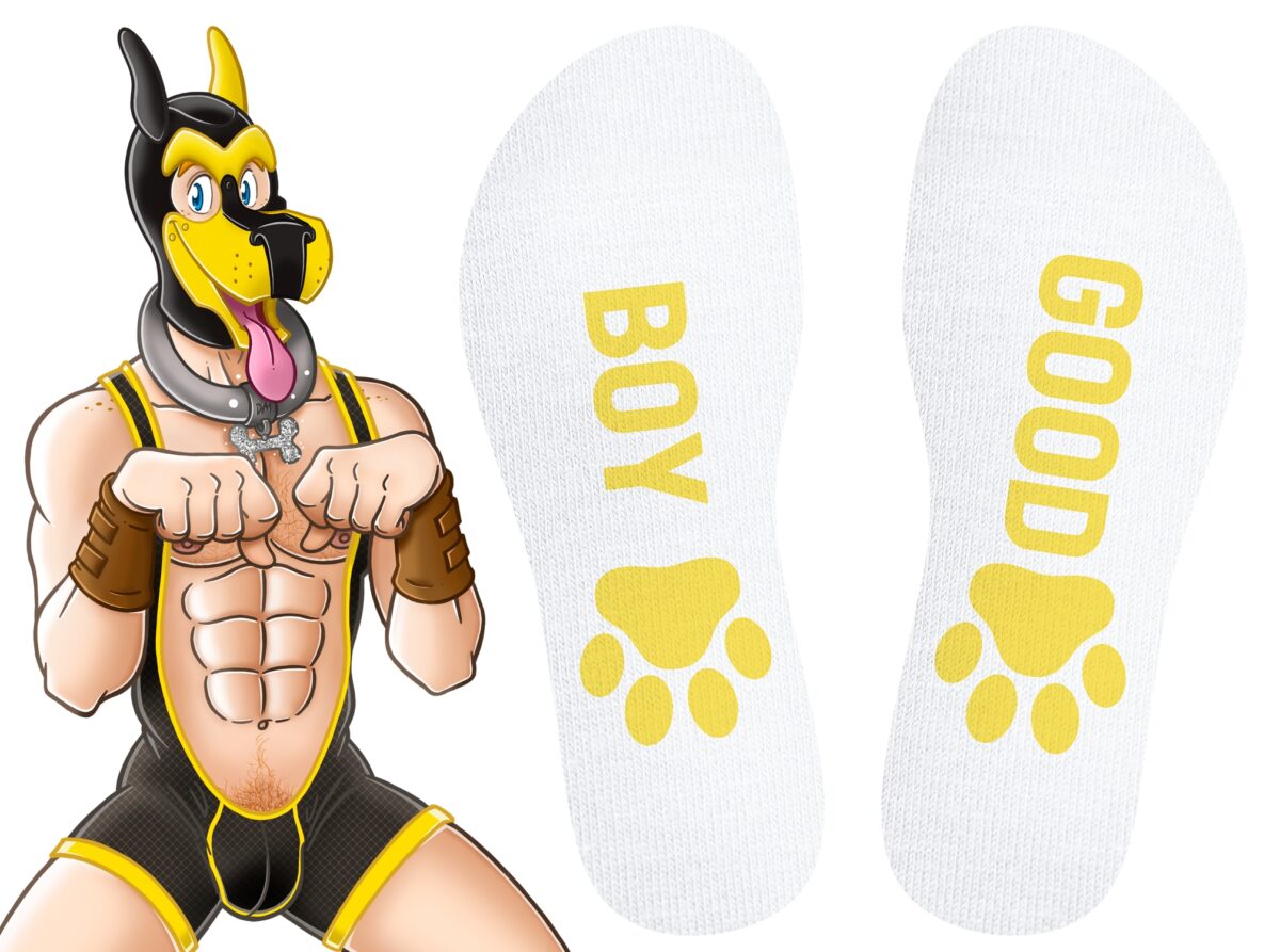 chaussettes good boy blanc jaune 2