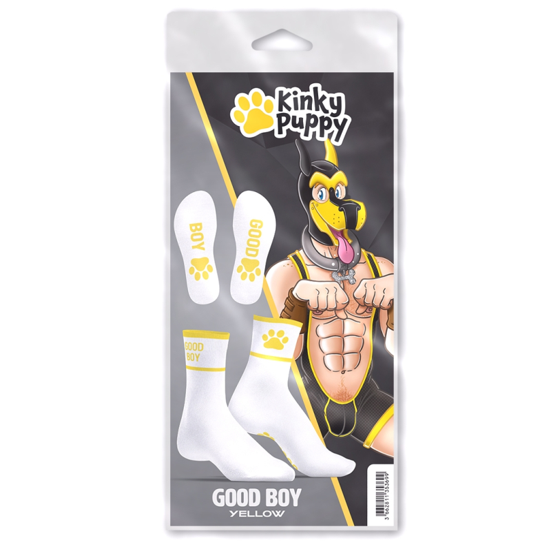 chaussettes good boy blanc jaune 3
