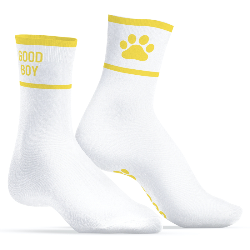 chaussettes good boy blanc jaune