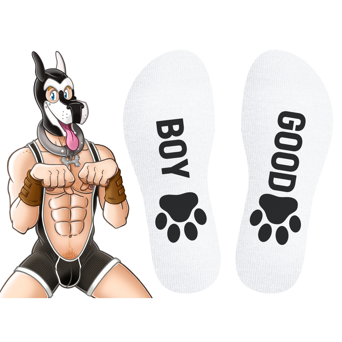 chaussettes good boy blanc noir 2