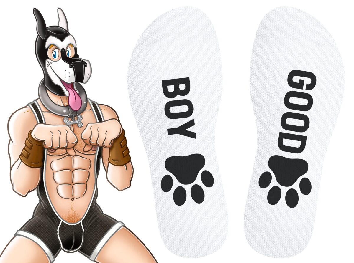 chaussettes good boy blanc noir 2