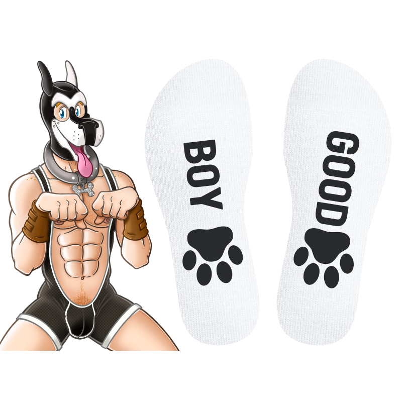 chaussettes good boy blanc noir 2