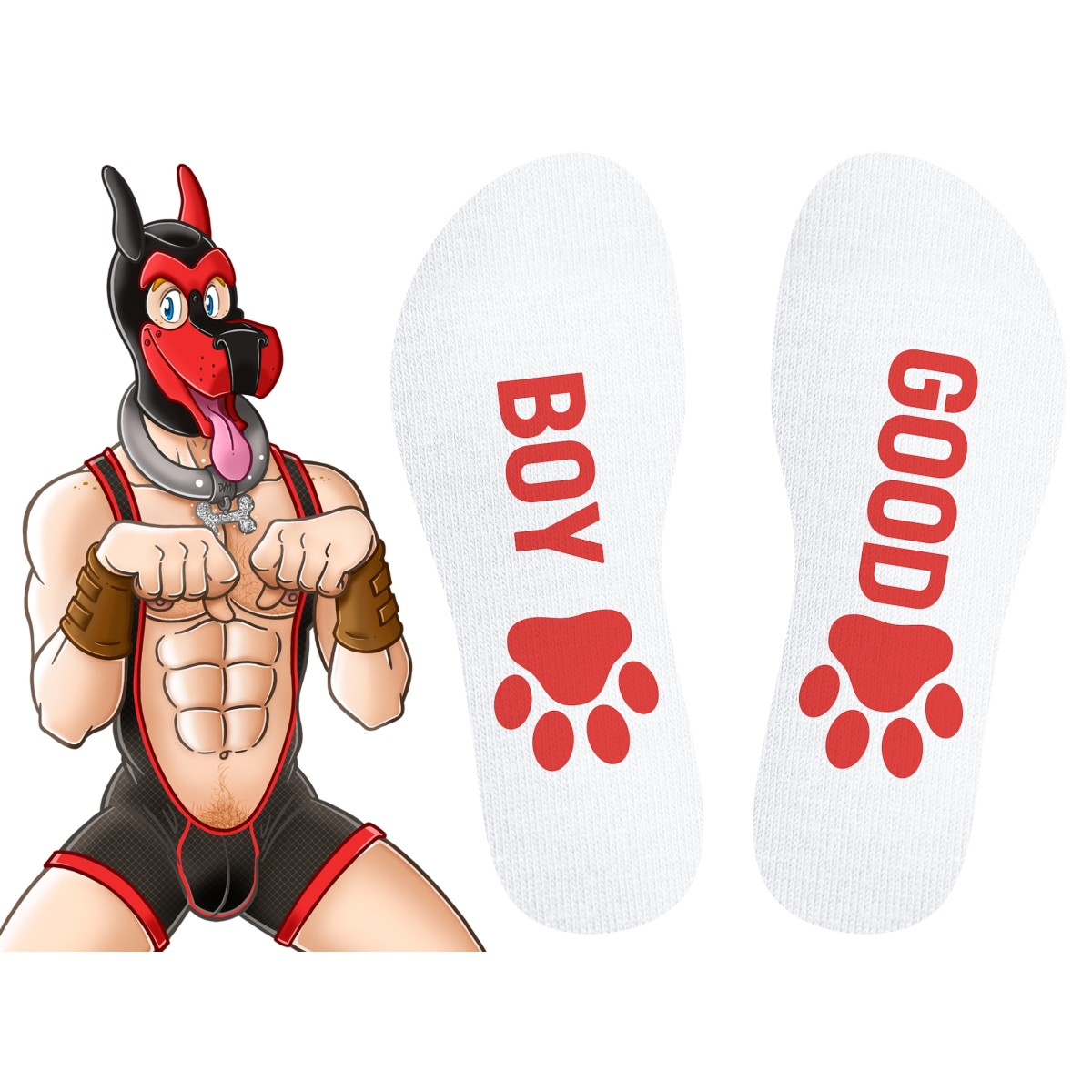 chaussettes good boy blanc rouge 2
