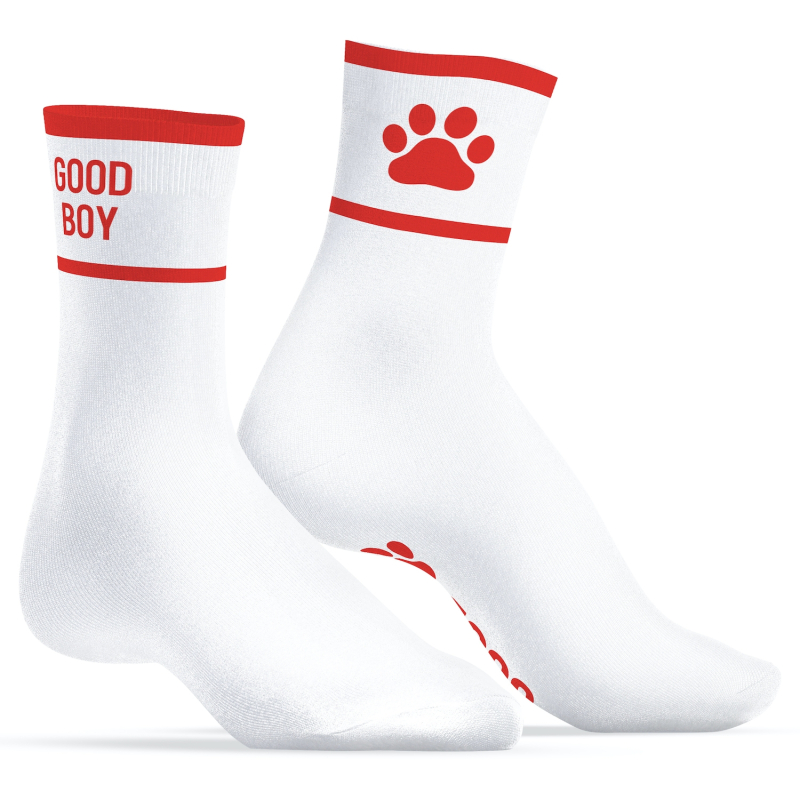 chaussettes good boy blanc rouge