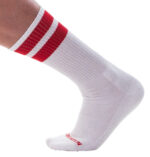 chaussettes gym socks blanc rouge 1