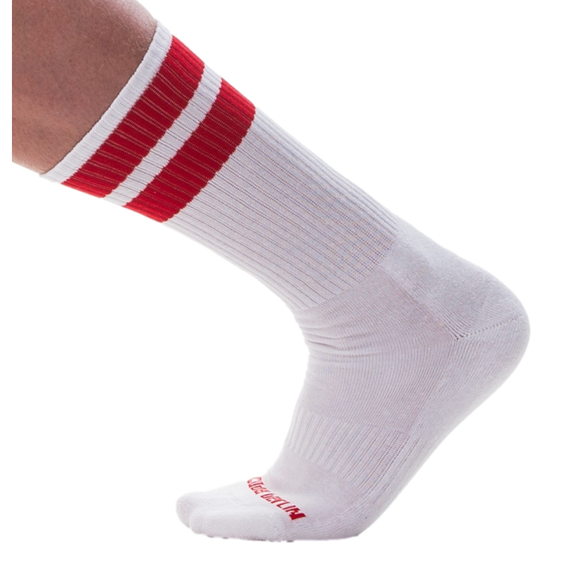 chaussettes gym socks blanc rouge 1