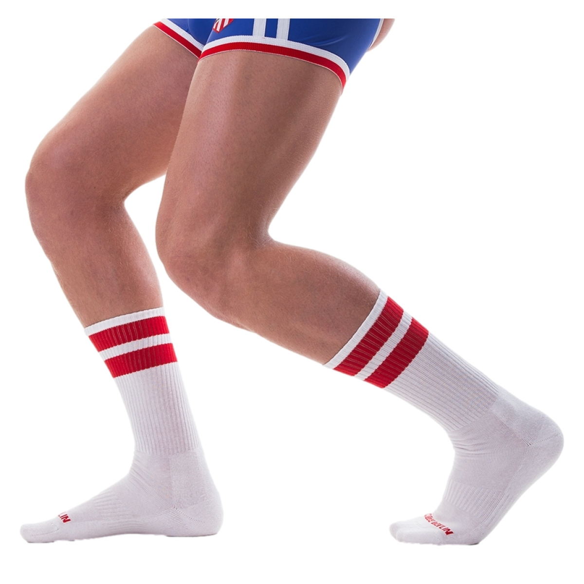 chaussettes gym socks blanc rouge
