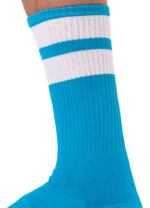 chaussettes gym socks bleu ciel blanc 1