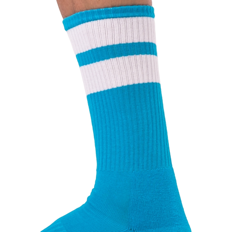 chaussettes gym socks bleu ciel blanc 1