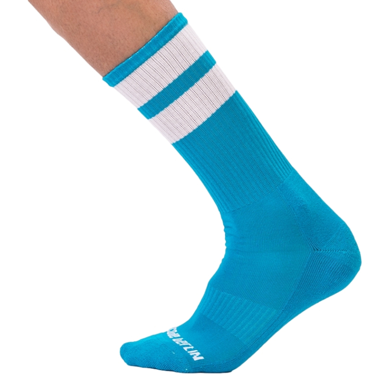 chaussettes gym socks bleu ciel blanc
