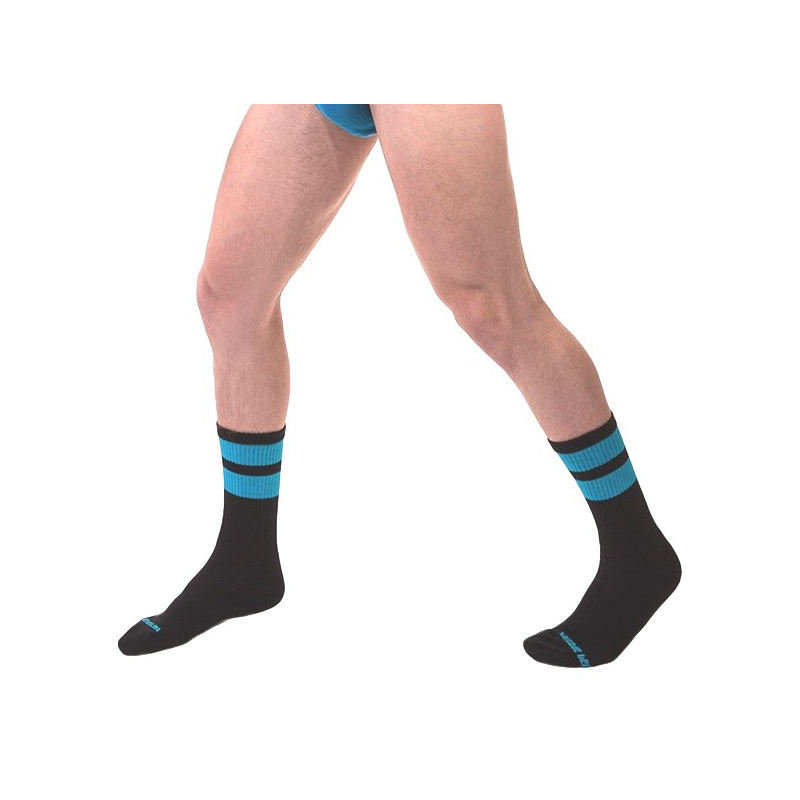 chaussettes gym socks noir bleu fluo 1
