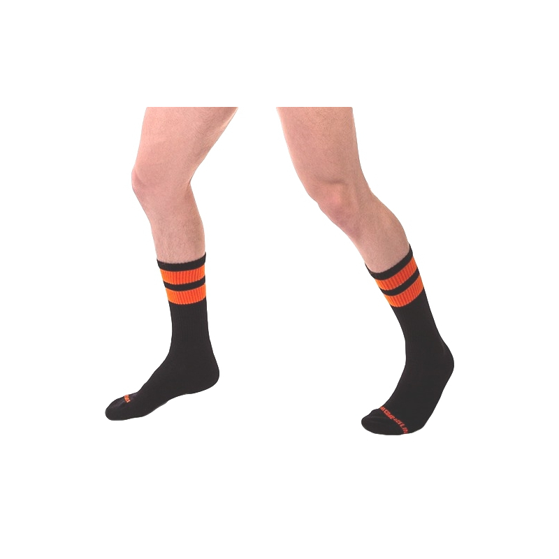 chaussettes gym socks noir orange fluo 1