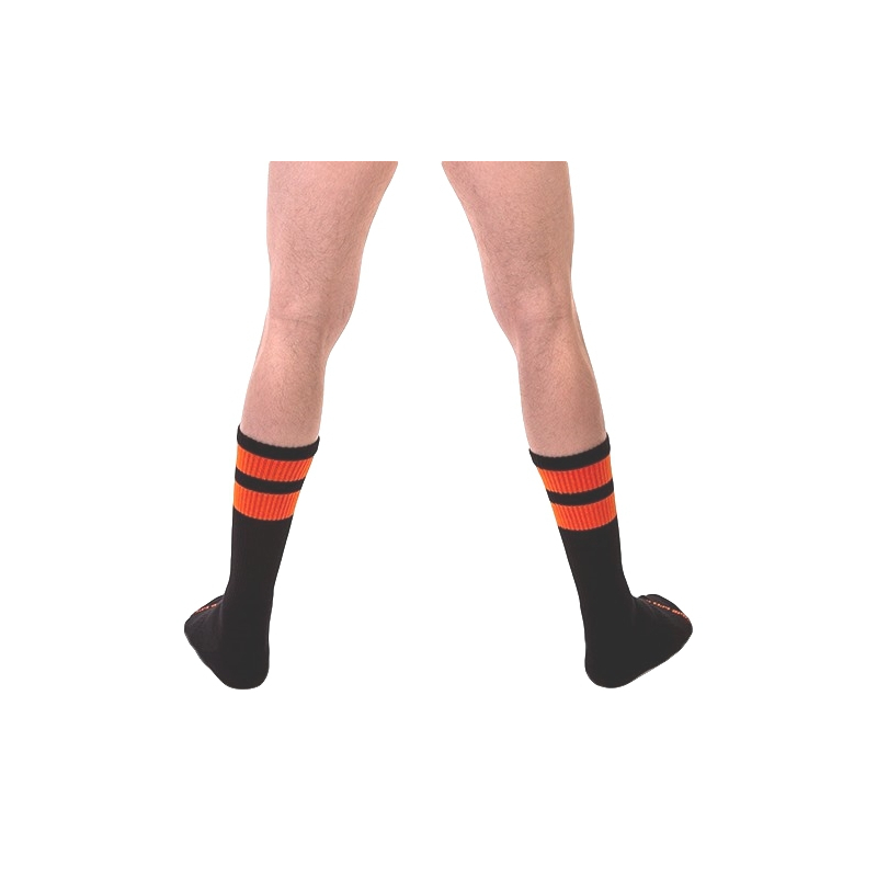 chaussettes gym socks noir orange fluo 2