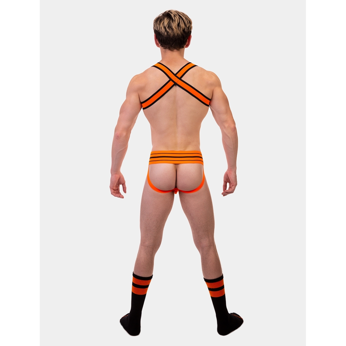 chaussettes gym socks noir orange fluo 5