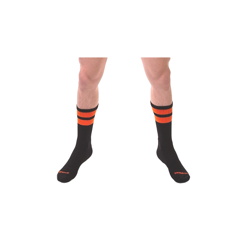 chaussettes gym socks noir orange fluo