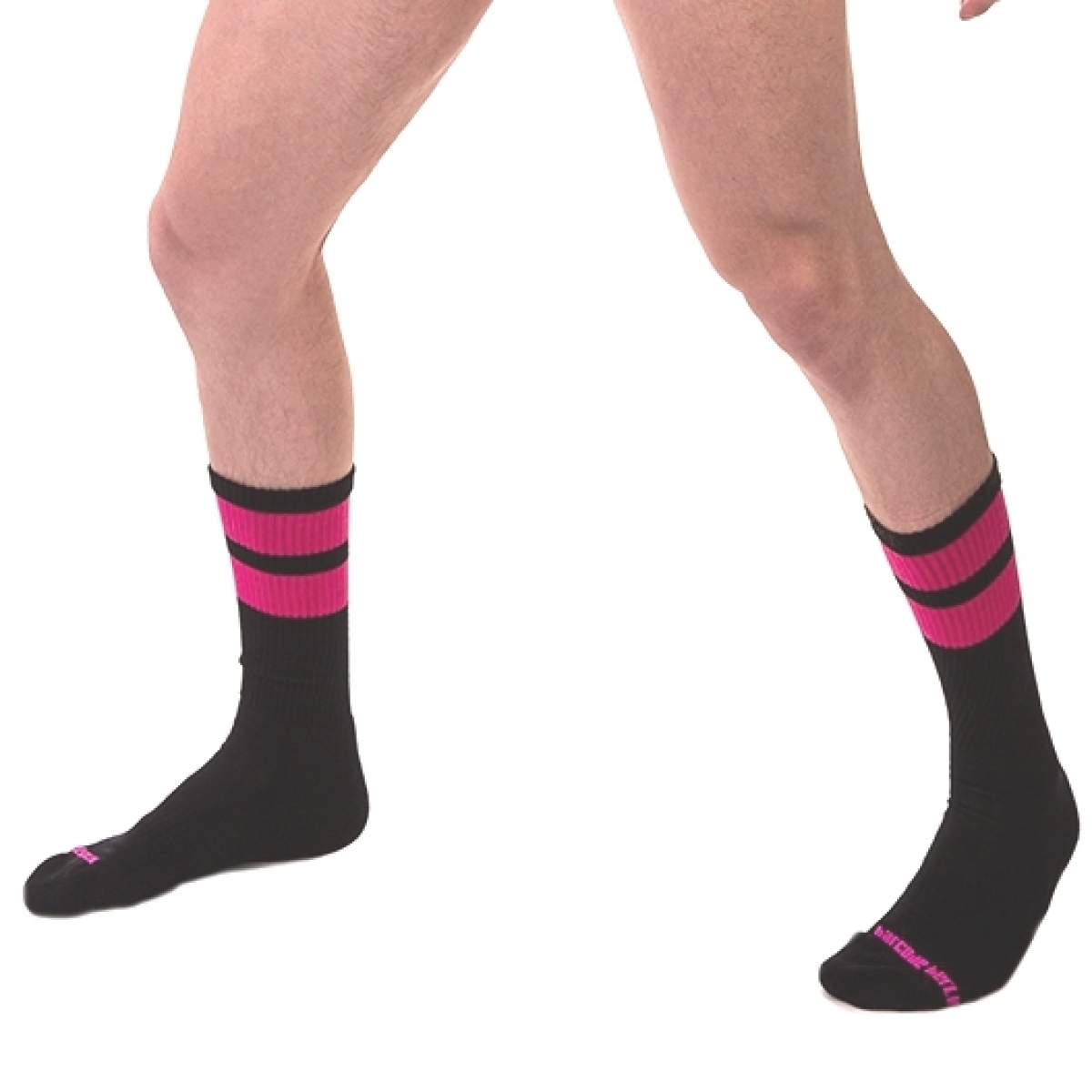 chaussettes gym socks noir rose fluo 1