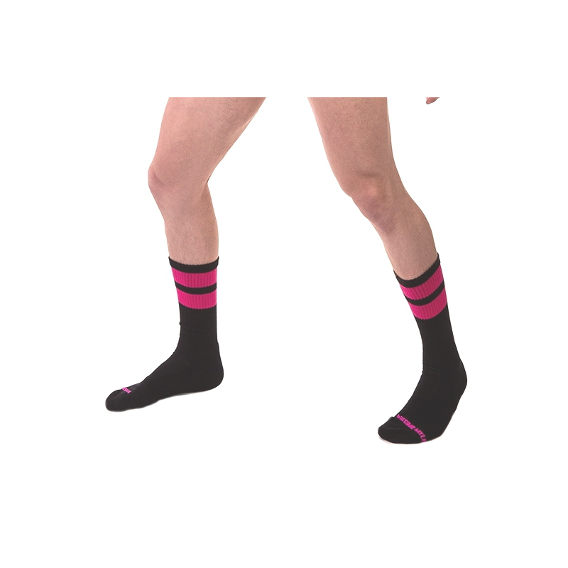 chaussettes gym socks noir rose fluo 1