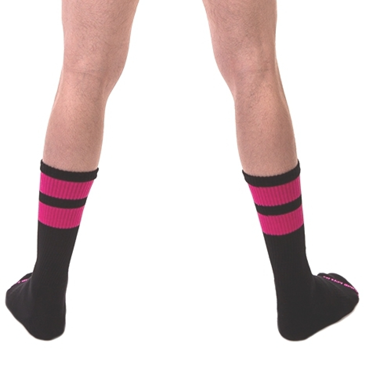 chaussettes gym socks noir rose fluo 2