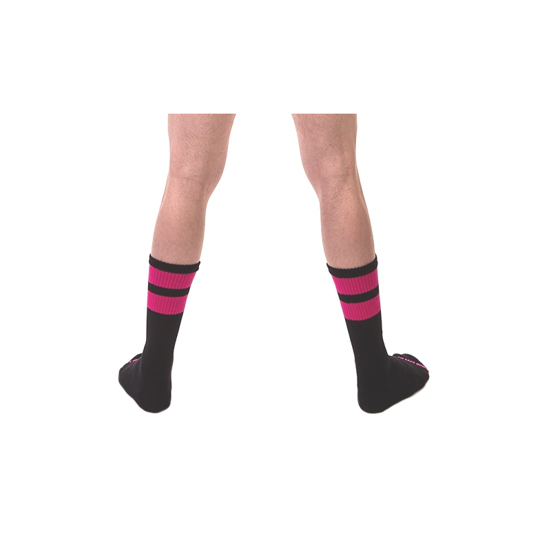 chaussettes gym socks noir rose fluo 2
