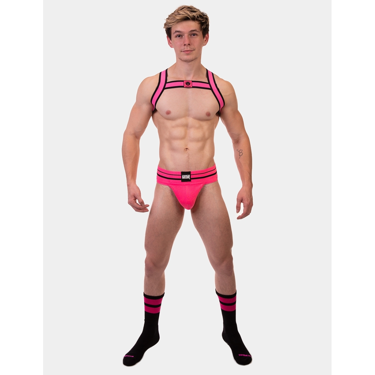 chaussettes gym socks noir rose fluo 3