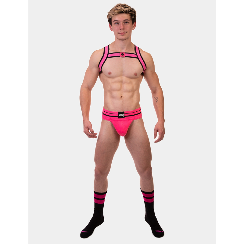 chaussettes gym socks noir rose fluo 3