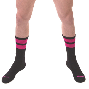 chaussettes gym socks noir rose fluo
