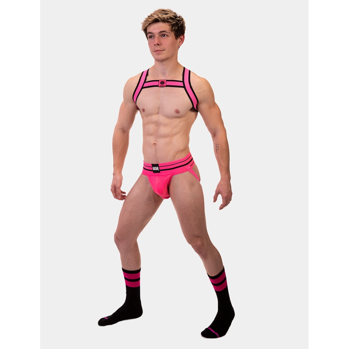 chaussettes gym socks noir rose fluo 4