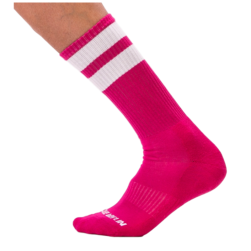chaussettes gym socks rose blanc