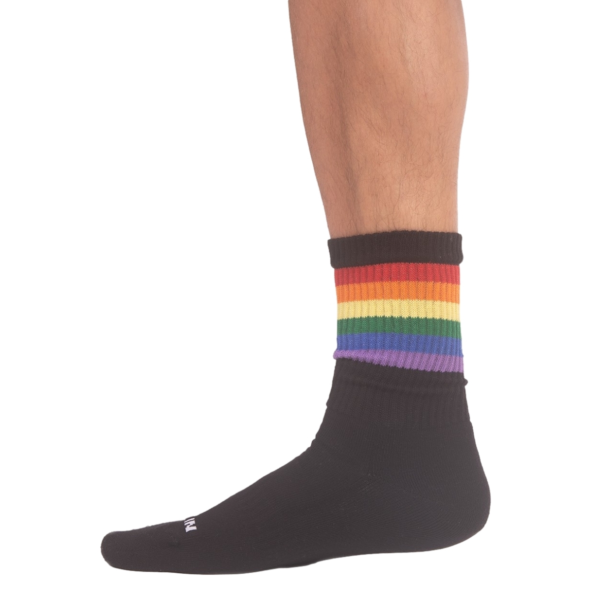chaussettes half socks rainbow noire 1