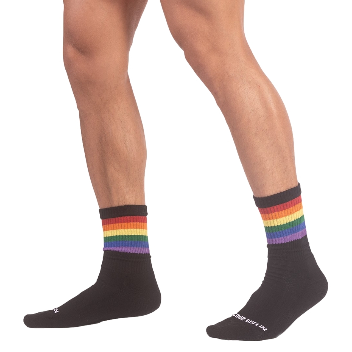 chaussettes half socks rainbow noire