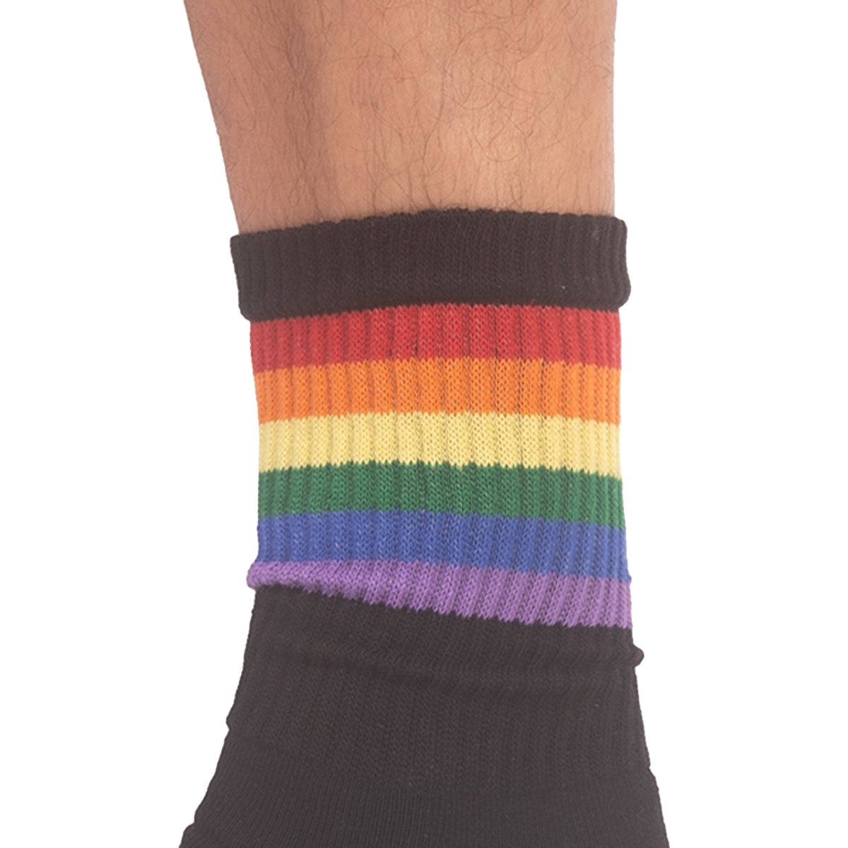 chaussettes half socks rainbow noire 2