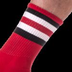 chaussettes half socks stripes rouge noir blanc 1