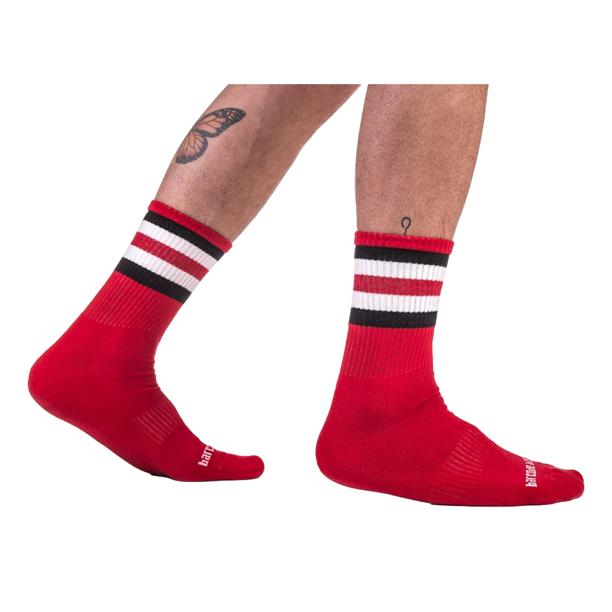 chaussettes half socks stripes rouge noir blanc