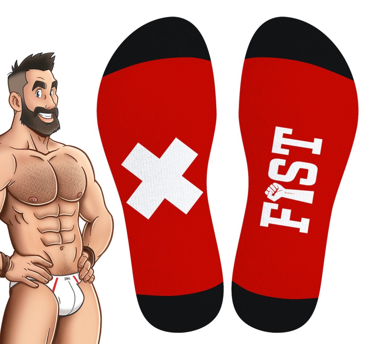 chaussettes hautes hanky fist sneakxx rouge 2