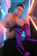 chaussettes hautes hybred socks violettes 2