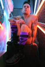 chaussettes hautes hybred socks violettes 3
