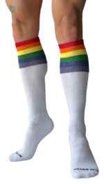chaussettes hautes pride football blanches